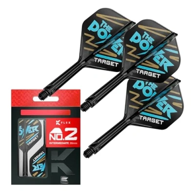 Abbildung von Target Darts Phil Taylor K Flex Flights and Shaft System, Nr. 2 3er Pack Kflex All In One Flights, Spieler Edition Dart Zubehör Schaft Mittelstufe (26 mm)