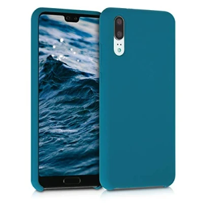Abbildung von kwmobile Hülle kompatibel mit Huawei P20 Silikon Handy Case Handyhülle weiche Oberfläche kabelloses Laden Türkis matt