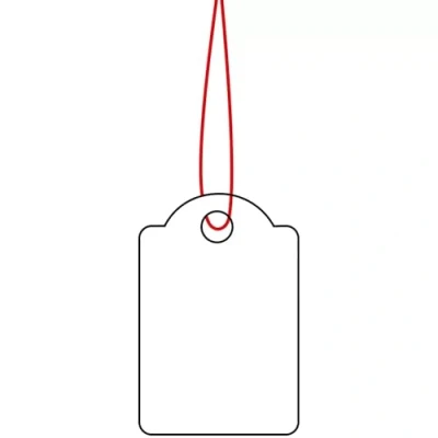 Abbildung von HERMA 6902 Hängeetiketten mit rotem Faden, 1000 Stück, 15 x 24 mm, Fadenlänge ca. 8 cm, kleine Karton Preisschilder Markierungsetiketten Anhänger zum Beschriften, weiß