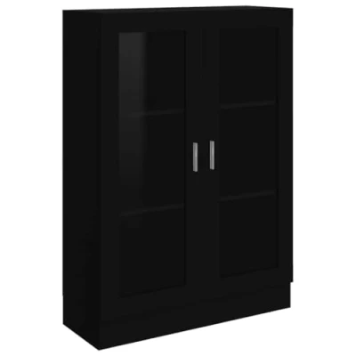 Abbildung von vidaXL Vitrinenschrank Bücherschrank Aktenschrank Büroschrank Vitrine Schrank Bücherregal Sideboard Schwarz 82,5x30,5x115cm Holzwerkstoff