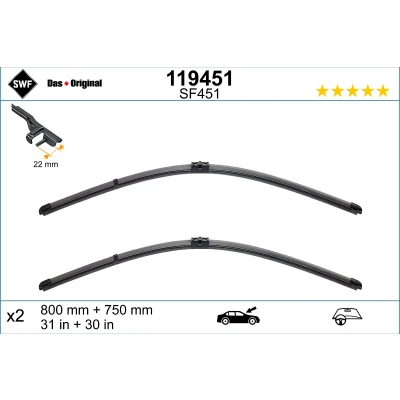 Abbildung von Scheibenwischer Swf Visioflex 119451 vorne Rahmenlos CITROËN: C4 Picasso 1, I Grand