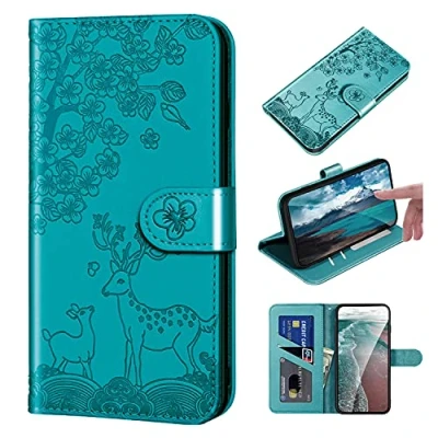 Abbildung von Bartern Handyhülle für iPhone 7 Plus/8 Plus Klappbar, Flip Phone Case,Magnetische Hülle mit Kartenfach Standfunktion Schutzhülle PU Leder Wallet Case Plus,Blau/Grün