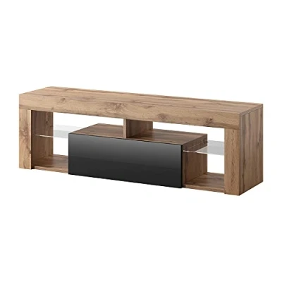Abbildung von Selsey TV Schrank Board Sideboard Fernsehtisch Fernsehschrank 140 cm Stehend Eiche Lancelot Schwarz Bianko