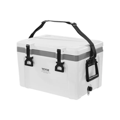Abbildung von VEVOR Tragbare Kühlbox Isolierte Hartkühlbox mit Griffen Weiß 38Qt / 26 Dosen
