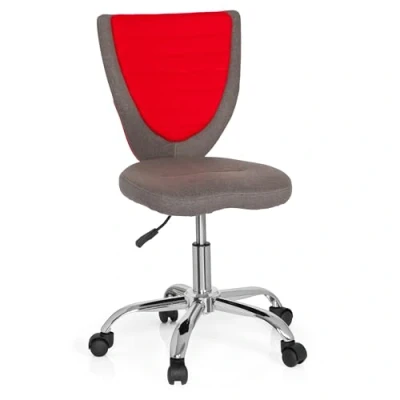 Abbildung von hjh OFFICE 670610 Kinder Schreibtischstuhl KIDDY Comfort Jugend Bürostuhl höhenverstellbar, Filz Bezug Grau/Rot