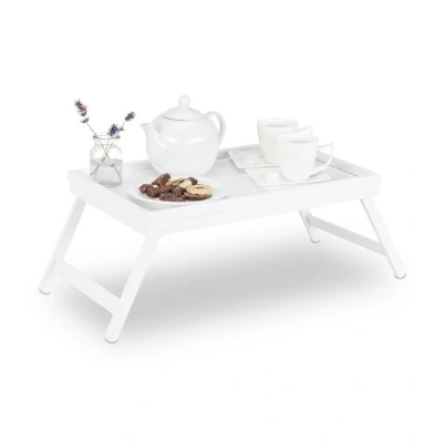 Abbildung von relaxdays Tabletttisch Betttablett Bambus weiß