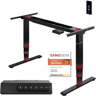 Abbildung von SANODESK Höhenverstellbarer Schreibtisch Gestell EC4 mit 2 starken Motoren 3 stufige tischgestell höhenverstellbar 4 Memory Steuerung passt für alle gängigen Tischplatten