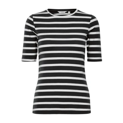 Abbildung von b.young Bypamila Stripe Tshirt print, Damen, Größe: Small, Off white mix