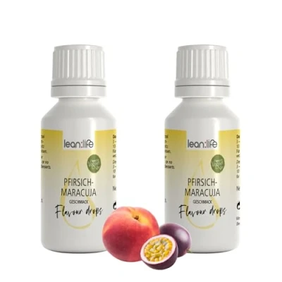 Abbildung von Lean:Life Flavour Drops 30 ml 2 x Pfirsich Maracuja Aroma Tropfen für Lebensmittel zuckerfrei und kalorienarm