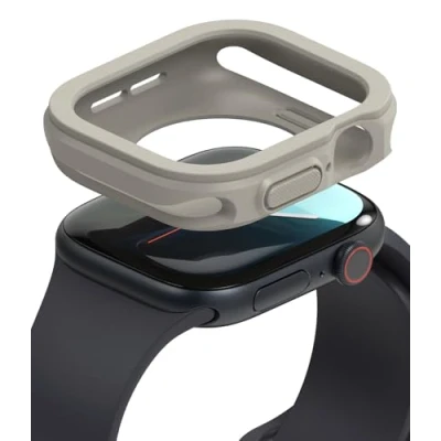 Abbildung von Ringke Air Sports Kompatibel mit Apple Watch 10 42mm Schutzhülle, Weich Flexibel Robuster Stoßfester TPU Bumper Erhöhtes Rand Rahmen Schutzknopf Hülle Warm Gray