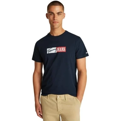Abbildung von Tommy Jeans SLIM Entry Graphic TEE Tshirt print, Herren, Größe: 44, Dark night navy