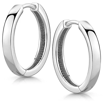 Abbildung von Materia Paar Creolen Damen Silber klassisch Ø21mm SO 426, 925 Sterling Silber, rhodiniert