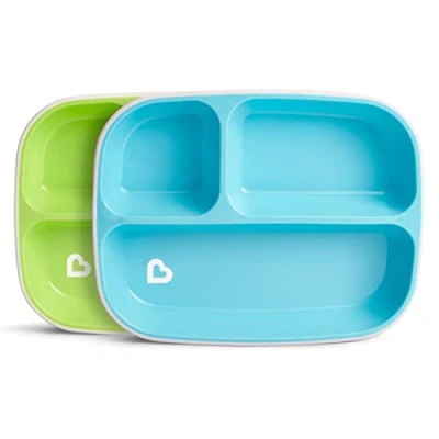Abbildung von Munchkin Splash 2 teiliges Kleinkind Teller Set Baby Essgeschirr mit Babytellern Beikost Geschirr Ab 6 Monaten, BPA frei Blau/Grün