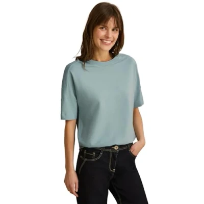Abbildung von Cecil MIT Knopfdetail Tshirt basic, Damen, Größe: Medium, Grün