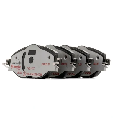 Abbildung von BREMBO P 85 147X Bremsbelagsatz für Verschleißwarnanzeiger vorbereitet mit Bremssattelschrauben ohne Zubehör VOLKSWAGEN: CADDY 4 Kasten, Tiguan II