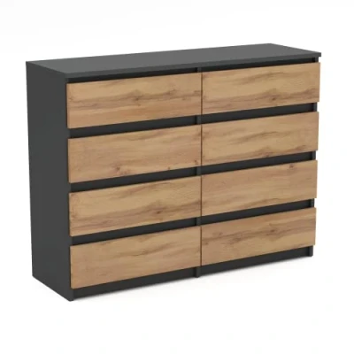 Abbildung von MRBLS Kommode mit 8 Schubladen Sideboard Schubladenschrank Kleiderschrank Modern Möbel für Ihr Schlafzimmer (Grau Matt Wotan) 120 x 92,5 33,5 cm (B/H/T)
