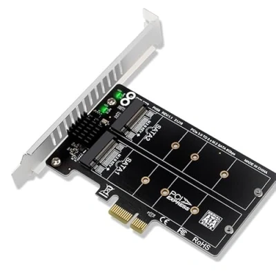 Abbildung von Dual M.2 RAID Controller Card for SATA SSD, SSD (B Key) 2280 2260 2242 2230 to PCI e 3.0 x 4 Host Expansion Card, JMB582 Chipset
