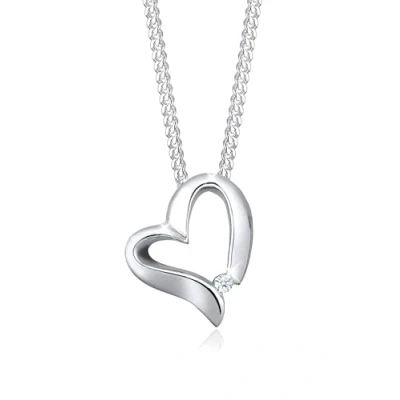 Abbildung von Elli Halskette Damen Herz Anhänger Geschwungen mit Diamant (0.015 ct.) in 925 Sterling Silber
