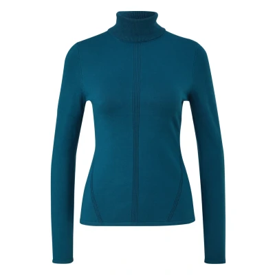 Abbildung von comma Rollkragen Strickpullover, Damen, Größe: 44, Dunkles türkis