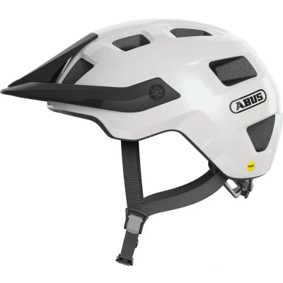 Abbildung von ABUS MTB Helm MoTrip MIPS Fahrradhelm für einen sicheren Einstieg in den Mountainbikesport mit Aufprallschutz Damen und Herren Weiß Glänzend, Größe L
