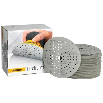 Abbildung von Mirka Iridium Premium Schleifpapier Ø 125mm Klett 89 Loch, Korn 220, 100 Stk / Zum Schleifen von Lack, Spachtel, Grundierung, Holz, Stahl, Mineralwerkstoffe, Kunststoff