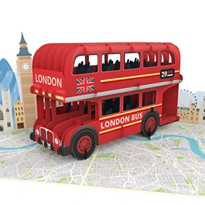 Abbildung von MOKIO® Pop Up Karte Doppeldeckerbus in London 3D Geburtstagskarte für einen England Urlaub, Grußkarte zum Geburtstag