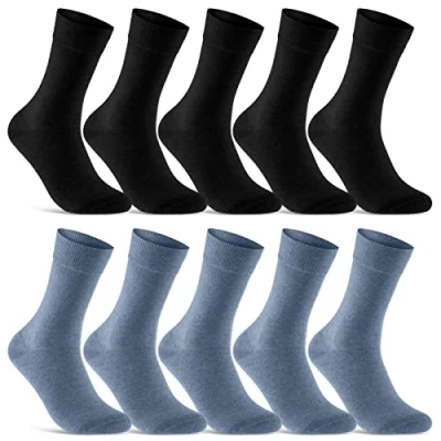 Abbildung von 10 Paar Socken Herren Damen Schwarz Business Baumwolle 70201T (Schwarz Jeans 39 42)