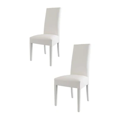 Abbildung von t m c s Tommychairs 2er Set Moderne Stühle Luisa für Küche und Esszimmer, robuste Struktur aus lackiertem Buchenholz Farbe Weiss, Gepolstert mit weissem Kunstleder bezogen