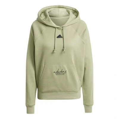Abbildung von adidas Damen Signature Graphic Embroidery French Terry Loose Hoodie, Tent Green, S