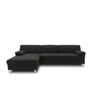 Abbildung von DOMO. collection Ecksofa Junin, Sofa in L Form mit Schlaffunktion, moderne Couch, Polsterecke, Eckcouch, 251 x 150 cm, schwarz