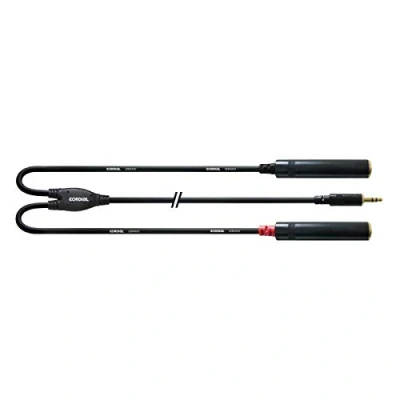 Abbildung von Cordial CFY 0.3 WGG, 3.5mm, Stecker, 2 x 6.35mm, Buchse, 0,3 m, Schwarz