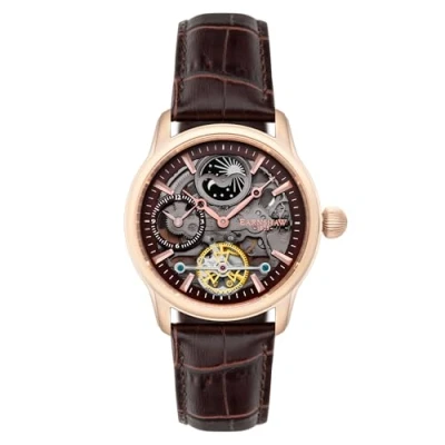 Abbildung von Thomas Earnshaw Longitude Shadow ES 8063 06 Herren Armbanduhr mit Automatikgetriebe, braunes Zifferblatt Skelett Anzeige, Lederarmband