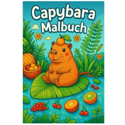 Abbildung von Niedliche Capybara Malbuch: 50 charmante Illustrationen des gemütlichen Wasserschweins: Für Kinder und Erwachsene zum Ausmalen Staunen