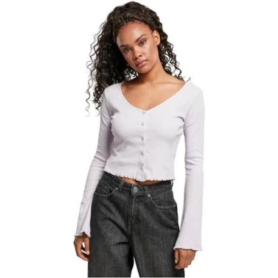 Abbildung von Urban Classics Cropped RIB Langarmshirt, Damen, Größe: XXL, Softlilac