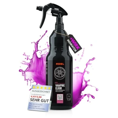Abbildung von ADBL Vampire Elixir (1L) Felgenreiniger &amp; Flugrostentferer säurefreier Reiniger mit Wirkindikator für alle Felgentypen wie Alufelgen, Stahlfelgen Chromfelgen schonender Auto Lackreiniger