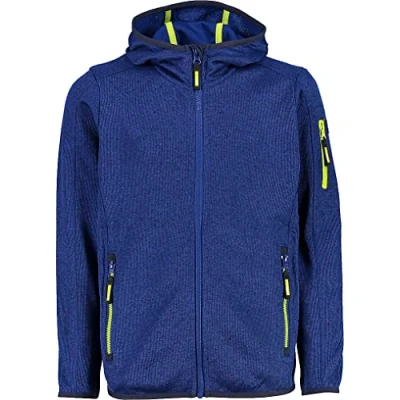 Abbildung von CMP Kinder Knit Tech Jacke mit fester Kapuze, Orange Anthrazit, 116