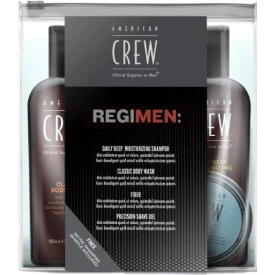 Abbildung von American Crew Haarpflege Set Travel Kit Classic Fiber 50 gr + Moisturizing Shampoo 100 ml, 4 tlg., Body Wash ml Precision Shave Gel