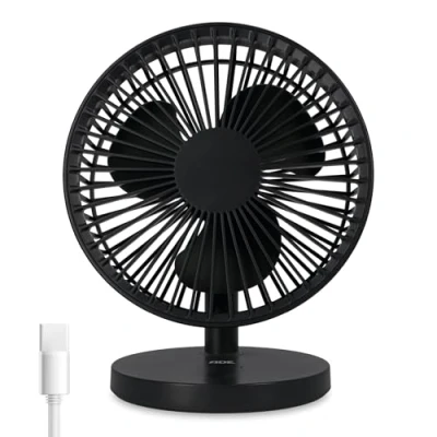 Abbildung von ADE Tischventilator sehr leiser USB Ventilator mit Netzteil und Akkubetrieb, bis zu 7,5 Stunden Laufzeit, 180 Neigungswinkel