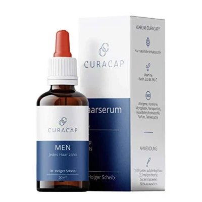 Abbildung von CuraCap Men Haarserum Wirksame Pflege bei Haarausfall, dünnem Haar und Schuppen