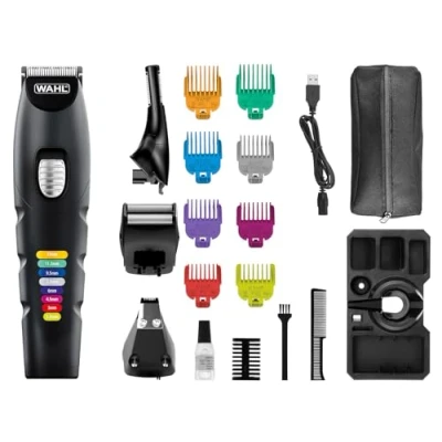 Abbildung von Wahl Multifunktionstrimmer Color Trim Advanced, 18 teiliges Akku Multigroomer Set, Farbcodierte Aufsteckkämme, Lithium Ionen Technologie, USB Aufladung