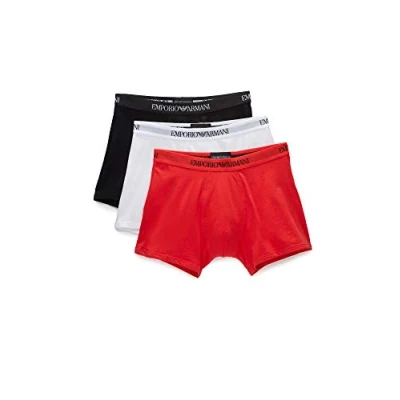 Abbildung von Emporio Armani Herren Men&#039;s Cotton Boxer Briefs, 3 Pack Retroshorts, schwarz/weiß/rot, Medium (3er Pack)