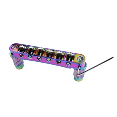 Abbildung von Guyker Guitar Tune O Matic Roller Saddle Bridge Replacement Part Compatible with Gibson Les Paul LP SG Style 6 String Electric GM005, Chameleon Rainbow