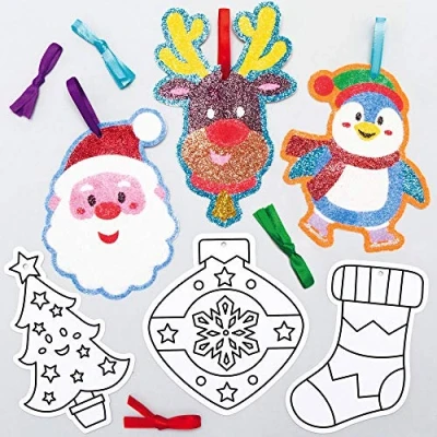 Abbildung von Baker Ross AX485 Weihnachten Sandkunst Deko Anhänger Bastelset für Kinder 12 Stück, Festliche Kreativsets und Bastelbedarf zum Basteln Dekorieren zur Weihnachtszeit
