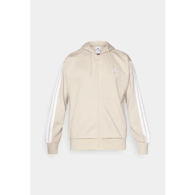 Abbildung von adidas Herren Essential Three Stripes Fleece Zipper Hoodie, Wonder Alumina/White, XL