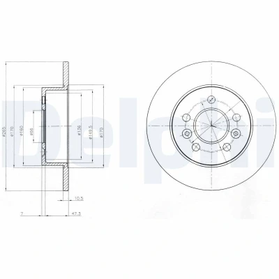 Abbildung von DELPHI BG3552 Bremsscheibe 265 10 5 voll geölt unbehandelt ohne Radlager, ABS Sensorring RENAULT: ESPACE 3, Avantime, 2