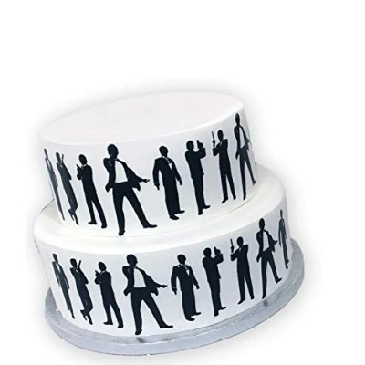 Abbildung von TOP Marques Collectibles That Essbare Dekorfolie, James Bond Spy Thema, Silhouetten Bordüre perfekt zum Dekorieren Ihrer Kuchen, einfach zu verwenden