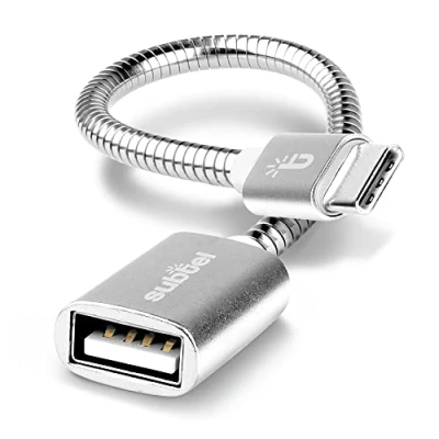 Abbildung von subtel® USB OTG Kabel für Nokia XR30, XR20, X20, X10, G60, G50, G21, G20, G11, G10 Handy On The Go Adapter C Type Stecker auf A Buchse, Host Anschluss Adapterkabel Aluminium Silber