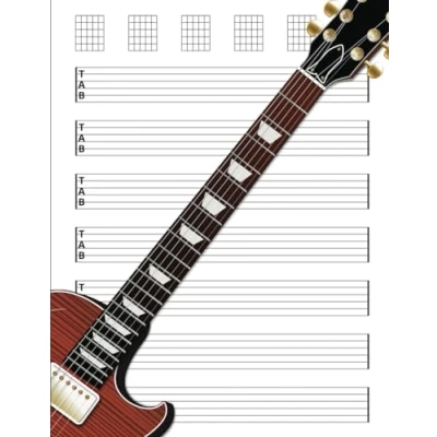 Abbildung von Guitar Tab Notebook: Blank Tablature Writing Paper with Chord Fingering Charts