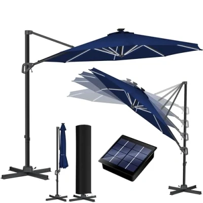 Abbildung von KESSER Ampelschirm, Sonnenschirm Ampelschirm SUN Rund XL Ø330 cm inkl. Abdeckung