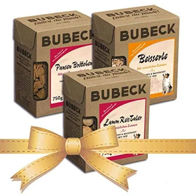 Abbildung von Bubeck 3 x 750g Hundekekse Natürlich und hart Gebacken Snackbox die ideale Belohnung für unterwegs (Mix)